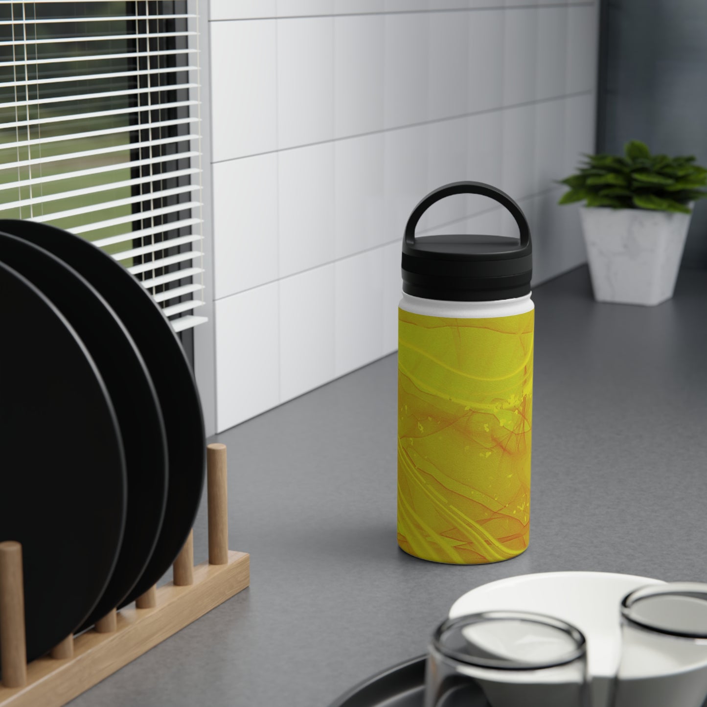 Stainless Steel Water Bottle, Handle Lid
