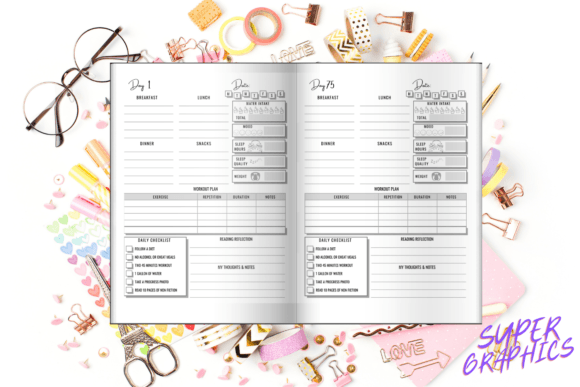 Audezin 75-Day Health & Fitness Journal and Planner