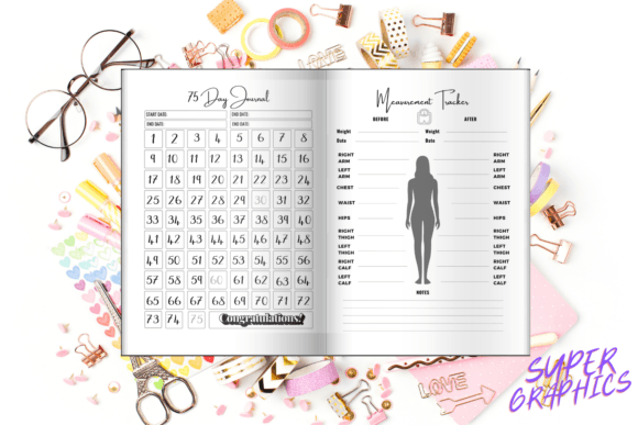 Audezin 75-Day Health & Fitness Journal and Planner