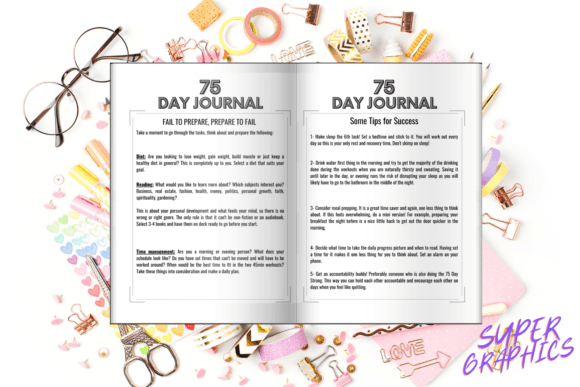 Audezin 75-Day Health & Fitness Journal and Planner
